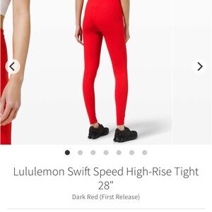 Lululemon Swift Speed High Rise Tight. 28” Dark Red Size 12